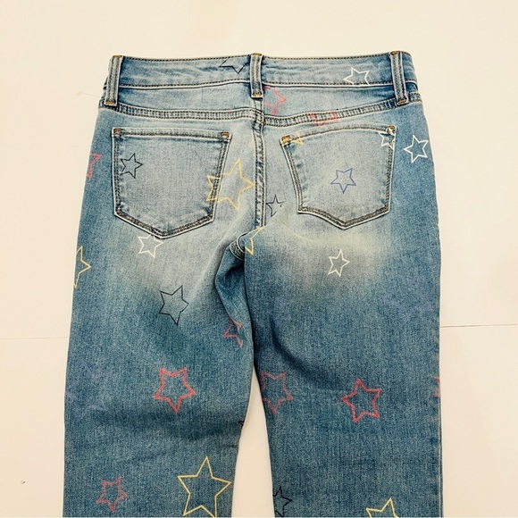 Gap Kids Star Printed Super Skinny Ankle Denim Jeans Light Wash Raw Hems Sz 10 - Picture 13 of 14